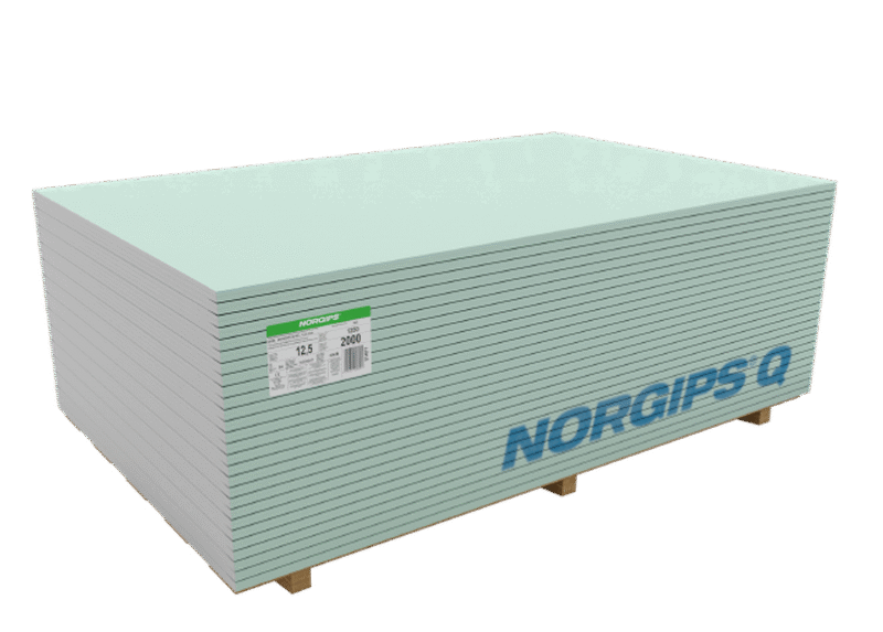 Plokštė gipso kartono Norgips GKBI, impregnuota, 2,6m-3m.